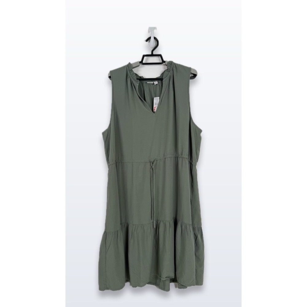 Gap Dress Sleeveless Tiered Mini Women's XL Cottagecore Boho Palm Green New